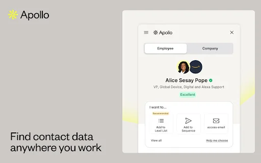 Apollo.io: Encontre E-mails e Telefones B2B – Extensão Gratuita - Screenshot 1