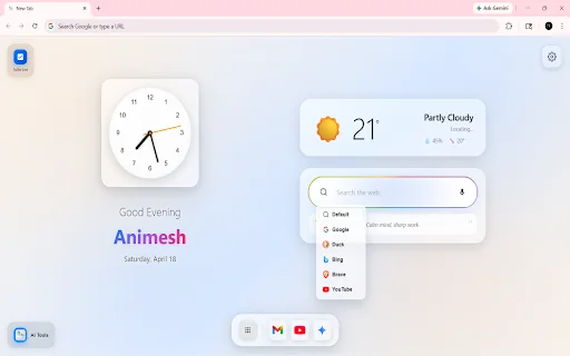 GNT: Glass New Tab – Interface Estilo iOS e Dashboard Premium - Screenshot 5