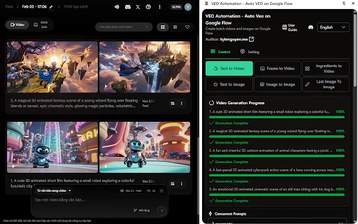 VEO Automation: Otimize seu Fluxo no Google Flow com IA - Screenshot 1