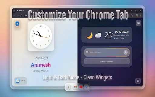 GNT: Glass New Tab – Interface Estilo iOS e Dashboard Premium - Screenshot 1