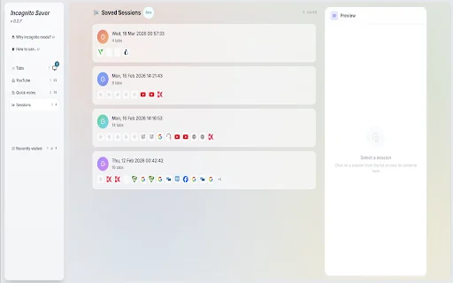 Incognito Saver: Salve e Restaure suas Abas Anônimas Facilmente - Screenshot 2